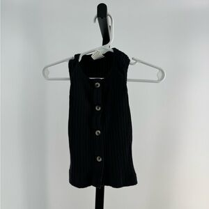 Kate Quinn baby black ribbed tank top with buttons size 12-18 months